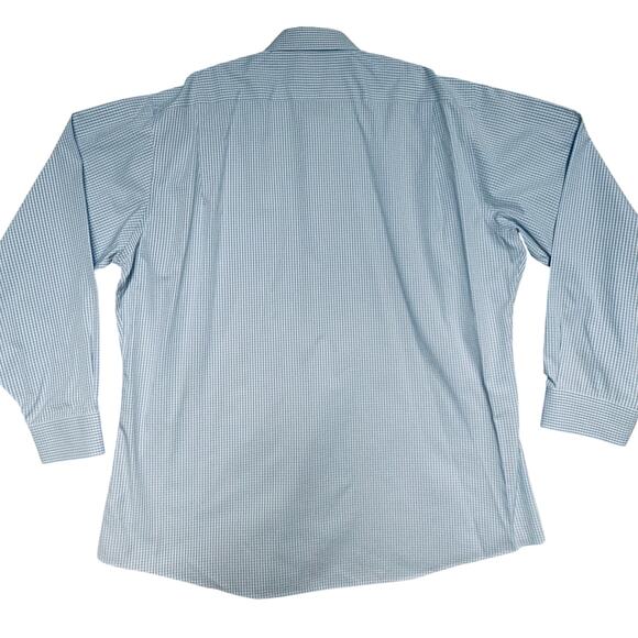 Pronto Uomo Button Down 100% Cotton Shirt Men 18.5T Light Blue & White Check - Picture 4 of 7